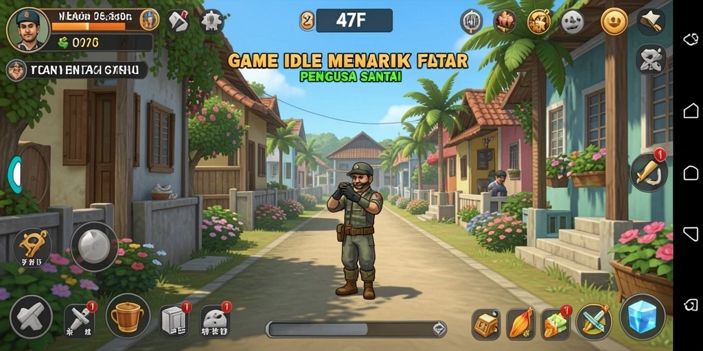Tampilan menarik dari gameplay idle di 47F.