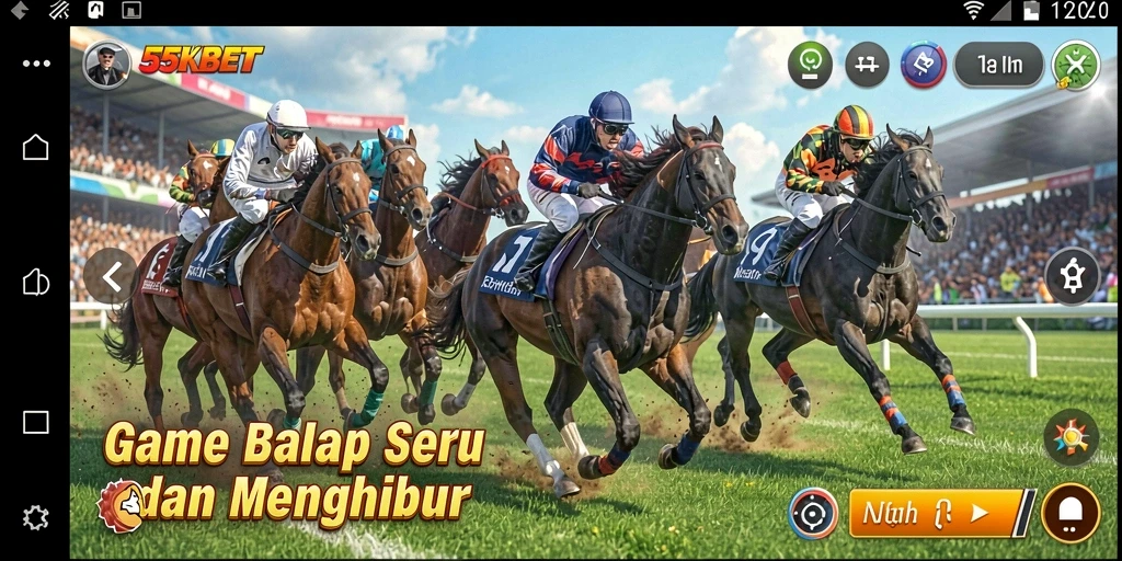 Tampilan gameplay balapan yang seru di 55KBET.