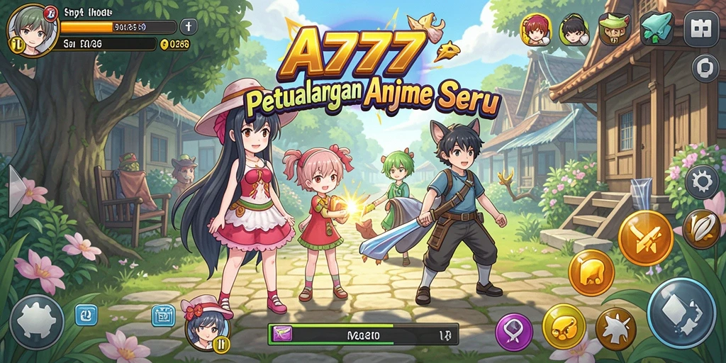 Tampilan gameplay A7777 menampilkan pertarungan karakter anime yang dinamis.