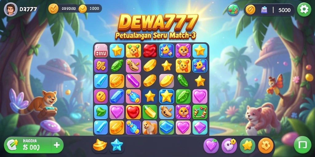 Screenshot gameplay DEWA777 yang seru dalam permainan Match-3.