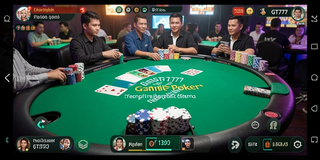 Tampilan gameplay poker yang mendebarkan di GT777.