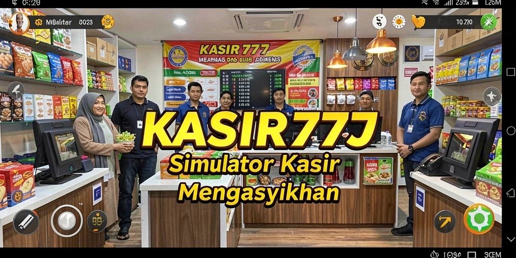 Tangkapan layar gameplay KASIR777 menunjukkan interaksi kasir dengan pelanggan.