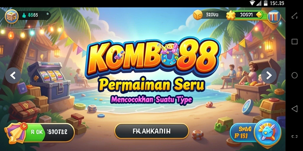 Screenshot permainan <strong>KOMBO88</strong> yang menunjukkan aksi mencocokkan simbol.