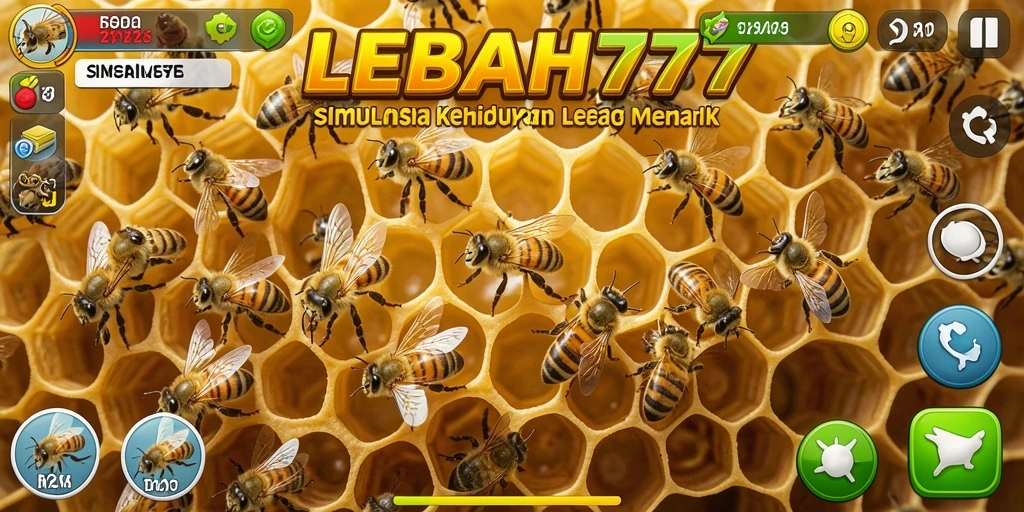 Tangkapan layar gameplay <strong>LEBAH777</strong> menunjukkan aktivitas koloni lebah yang dinamis.
