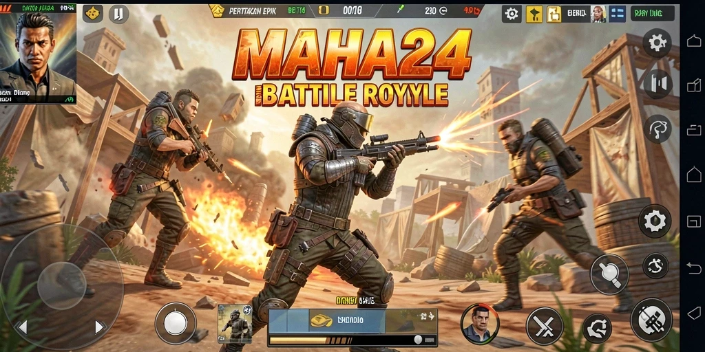 Screenshot utama MAHA24 menampilkan aksi seru dalam gameplay Battle Royale.