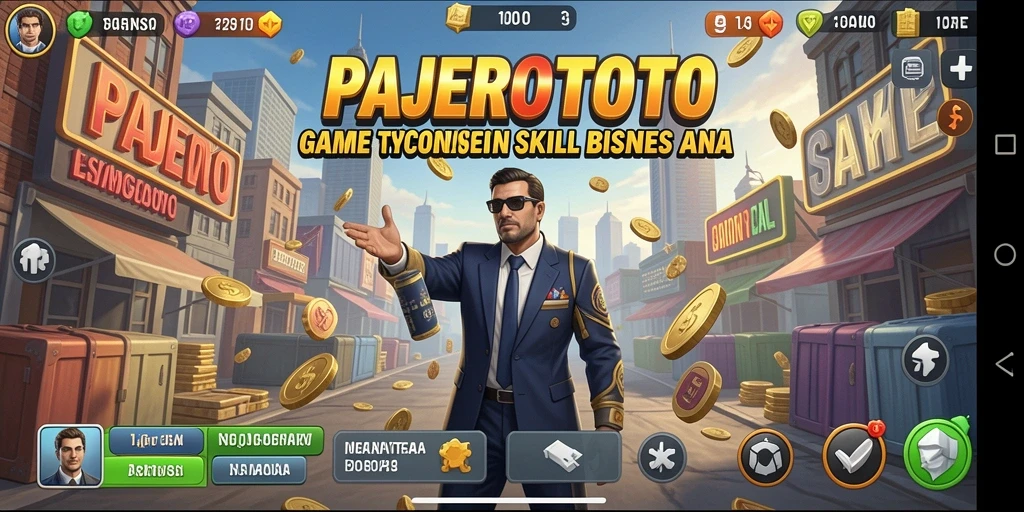 Screenshot gameplay PAJEROTOTO menampilkan manajemen bisnis yang seru.