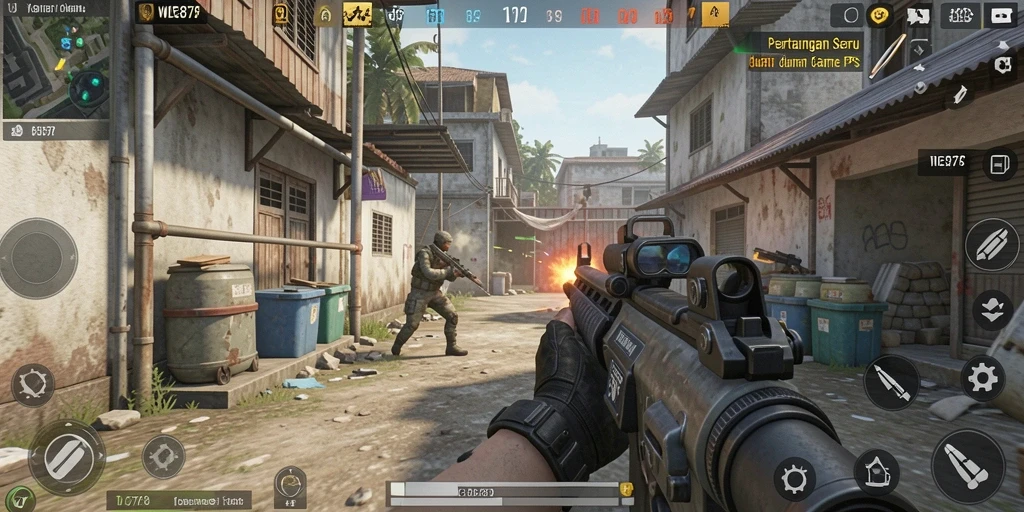 Gameplay intens WE878 dengan aksi tembak-menembak yang seru.