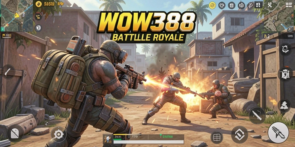 Screenshot utama WOW388 dengan aksi seru dari gameplay Battle Royale.